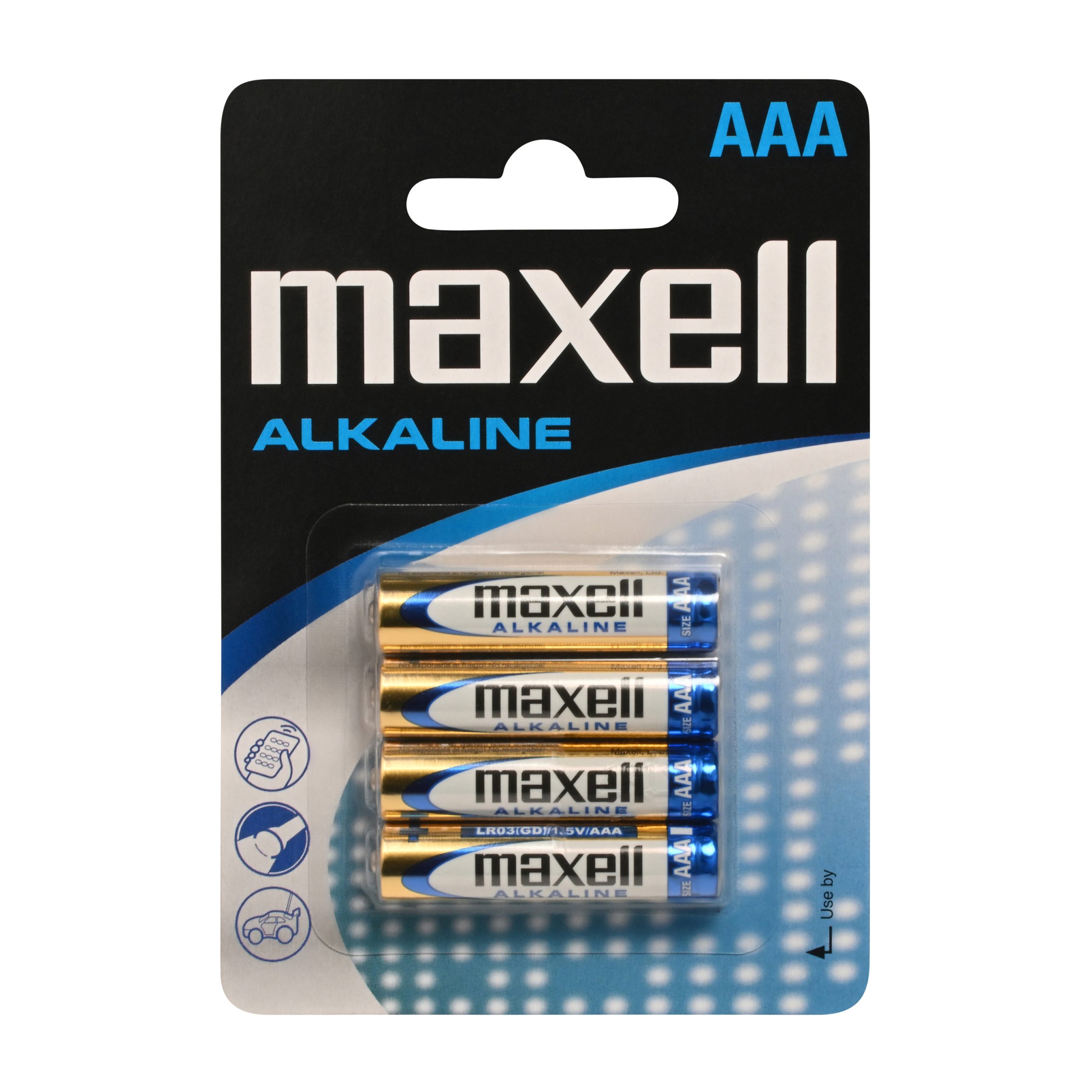 Blister de 4 pilhas alcalinas Maxell AAA LR03