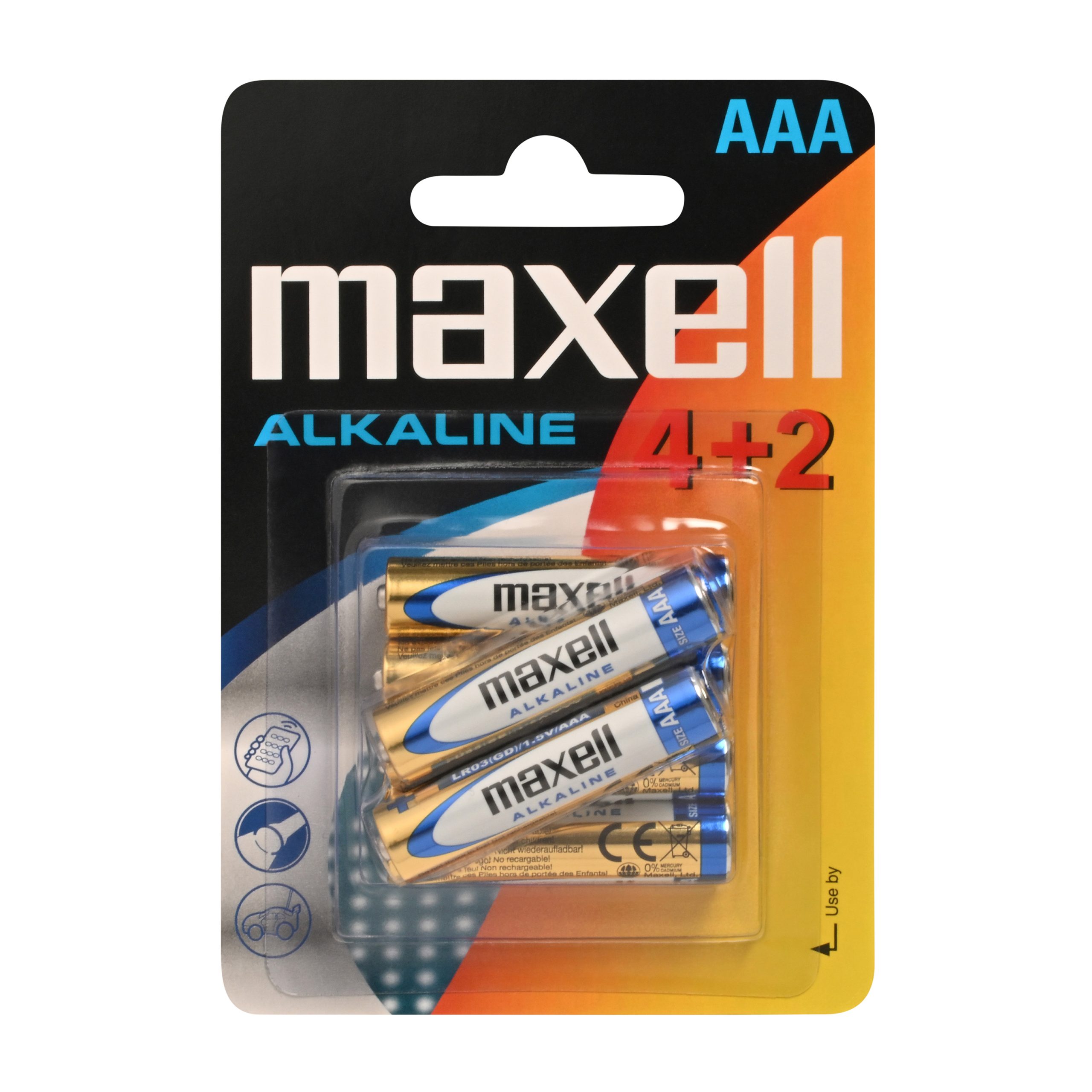 Blister de 6 pilhas alcalinas Maxell AAA LR03