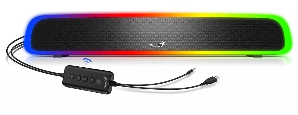 BARRA DE SOM GENIUS BAR 200BT 2.0 SOUNDBAR 4W RMS BT/USB-A/3.5MM PRETO