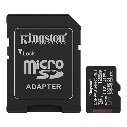 CARTÃO DE MEMÓRIA MICRO SDXC 128GB KINGSTON CANVAS GO! PLUS GEN 3 CL10 UHS-I U3 170MB/S C/ADAPTADOR PRETO
