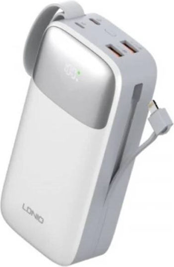 CARREGADOR POWERBANK LDNIO PQ30 22.5W 30000MAH USB-C/USB-A/LIGHTNING BRANCO